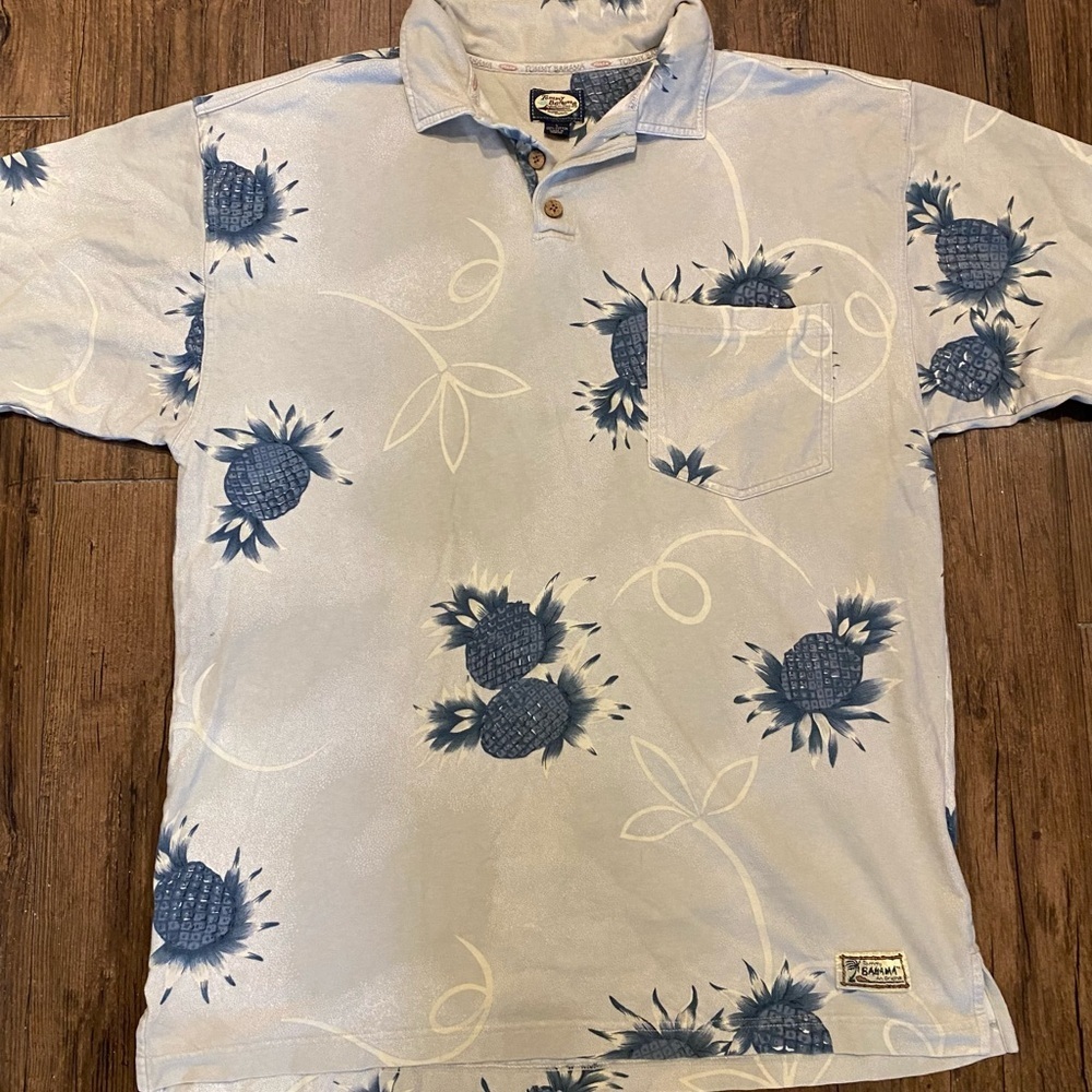 Tommy Bahama L %100 cotton  Men's Blue pineapple  Shirt